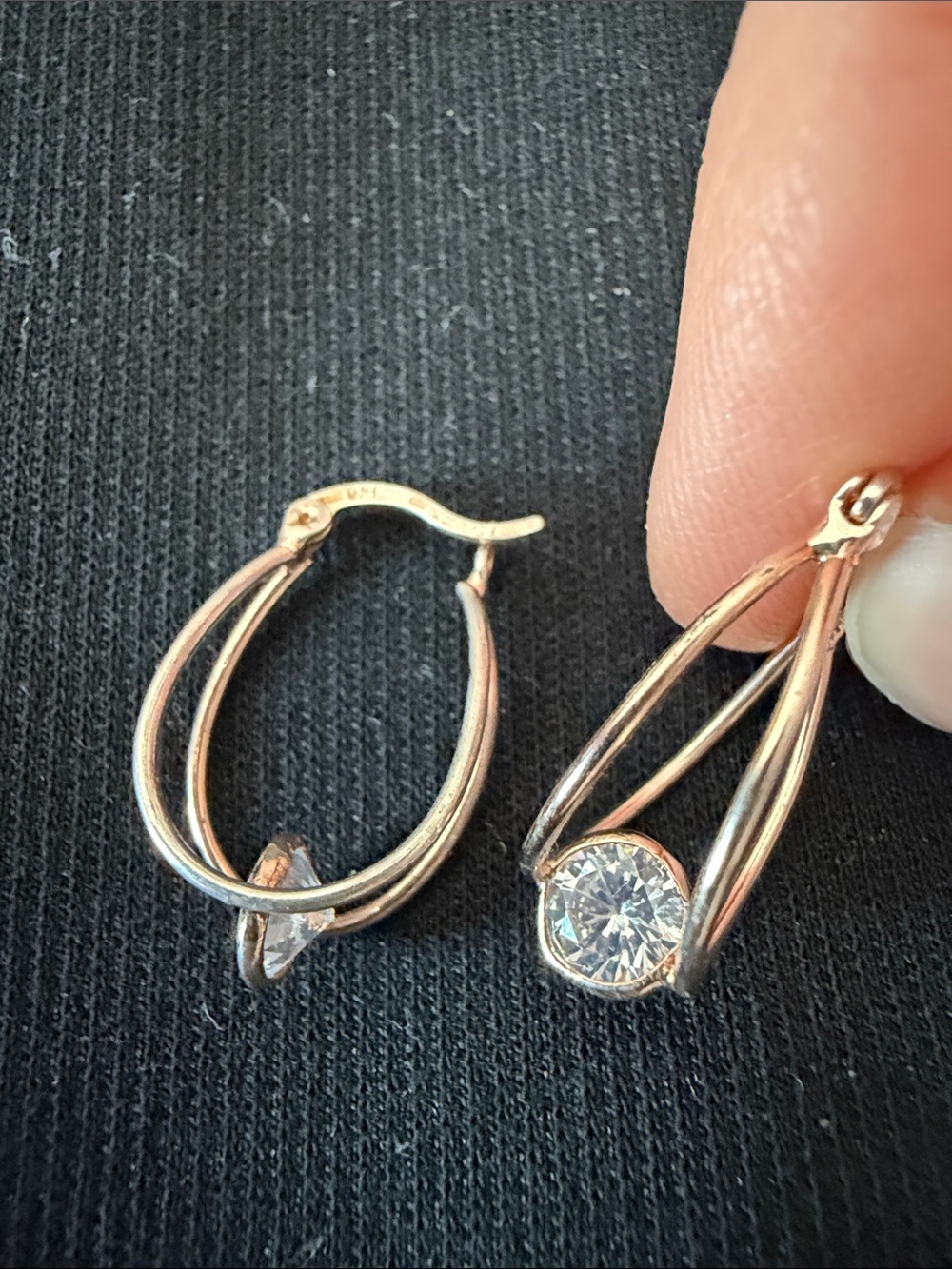 Vintage 10K gold vermeil earrings with sparkly brilliant cut stones